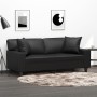 Sofá de 2 plazas con cojines cuero sintético negro 140 cm de , Sofás - Ref: Foro24-3200866, Precio: 266,97 €, Descuento: %