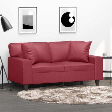 Sofá de 2 plazas con cojines cuero sintético rojo tinto 120 cm de , Sofás - Ref: Foro24-3200864, Precio: 276,17 €, Descuento: %