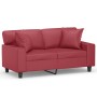 Sofá de 2 plazas con cojines cuero sintético rojo tinto 120 cm de , Sofás - Ref: Foro24-3200864, Precio: 276,17 €, Descuento: %