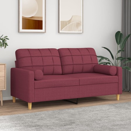 Sofá de 2 plazas con cojines tela rojo tinto 140 cm de , Sofás - Ref: Foro24-3200788, Precio: 218,56 €, Descuento: %
