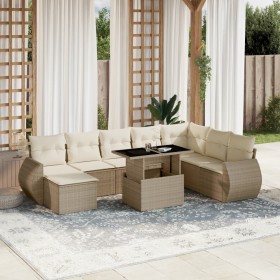 Set de sofás de jardín 9 pzas con cojines ratán sintético beige en Conjuntos de jardín | Comprar online en Foru.es