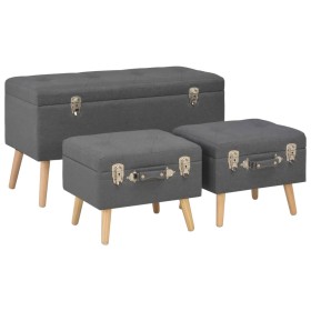 Taburetes de almacenamiento 3 piezas gris oscuro de tela de , Bancos para recibidores y almacenamiento - Ref: Foro24-247526, ...