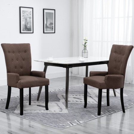 Silla de comedor con reposabrazos de tela marrón de , Sillas de comedor - Ref: Foro24-248462, Precio: 118,47 €, Descuento: %