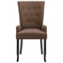 Silla de comedor con reposabrazos de tela marrón de , Sillas de comedor - Ref: Foro24-248462, Precio: 118,47 €, Descuento: %