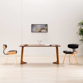 Sillas de comedor 2 uds madera curvada y cuero sintético negro de , Sillas de comedor - Ref: Foro24-283125, Precio: 274,40 €,...