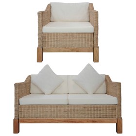 Juego de sofás de 2 piezas con cojines de ratán natural de , Sofás - Ref: Foro24-278614, Precio: 730,46 €, Descuento: %