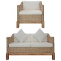 Juego de sofás de 2 piezas con cojines de ratán natural de , Sofás - Ref: Foro24-278614, Precio: 730,46 €, Descuento: %