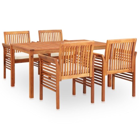 Set comedor de jardín 5 pzas y cojines madera maciza de acacia de , Conjuntos de jardín - Ref: Foro24-278897, Precio: 632,42 ...