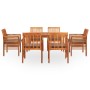 Set comedor de jardín 7 pzas y cojines madera maciza de acacia de , Conjuntos de jardín - Ref: Foro24-278904, Precio: 1,00 €,...