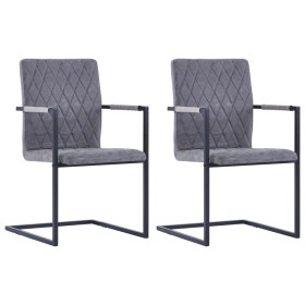 Sillas de comedor voladizas 2 uds cuero sintético gris oscuro de , Sillas de comedor - Ref: Foro24-281679, Precio: 224,84 €, ...
