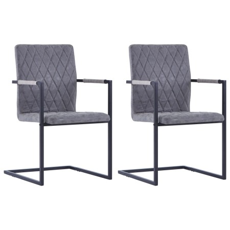 Sillas de comedor voladizas 2 uds cuero sintético gris oscuro de , Sillas de comedor - Ref: Foro24-281679, Precio: 224,84 €, ...