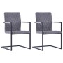 Sillas de comedor voladizas 2 uds cuero sintético gris oscuro de , Sillas de comedor - Ref: Foro24-281679, Precio: 224,84 €, ...