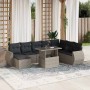 Set muebles jardín 9 pzas y cojines ratán sintético gris claro en Conjuntos de jardín | Comprar online en Foru.es