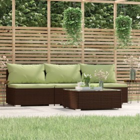 Set muebles de jardín 4 piezas y cojines ratán sintético marrón de , Conjuntos de jardín - Ref: Foro24-317562, Precio: 368,22...