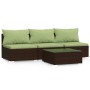 Set muebles de jardín 4 piezas y cojines ratán sintético marrón de , Conjuntos de jardín - Ref: Foro24-317562, Precio: 368,22...
