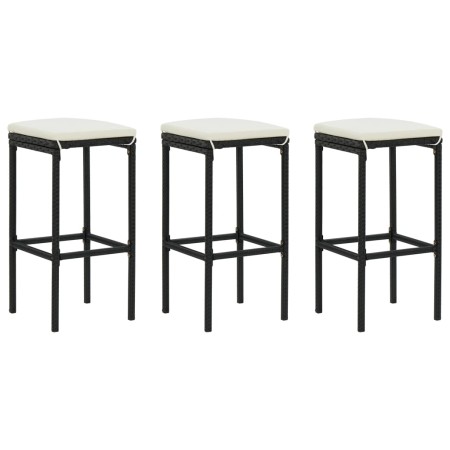 Taburetes de cocina con cojines 3 uds ratán sintético negro de , Taburetes de cocina - Ref: Foro24-313443, Precio: 170,46 €, ...