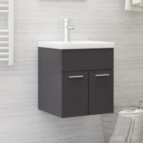Mueble con lavabo madera de ingeniería gris brillante de vidaXL, Tocadores de baño - Ref: Foro24-3070819, Precio: 115,78 €, D...
