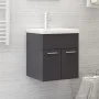 Mueble con lavabo madera de ingeniería gris brillante de vidaXL, Tocadores de baño - Ref: Foro24-3070819, Precio: 115,78 €, D...