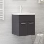 Mueble con lavabo madera de ingeniería gris brillante de vidaXL, Tocadores de baño - Ref: Foro24-3070819, Precio: 117,83 €, D...