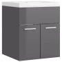 Mueble con lavabo madera de ingeniería gris brillante de vidaXL, Tocadores de baño - Ref: Foro24-3070819, Precio: 115,78 €, D...