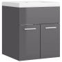 Mueble con lavabo madera de ingeniería gris brillante de vidaXL, Tocadores de baño - Ref: Foro24-3070819, Precio: 117,83 €, D...