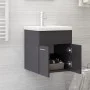 Mueble con lavabo madera de ingeniería gris brillante de vidaXL, Tocadores de baño - Ref: Foro24-3070819, Precio: 115,78 €, D...