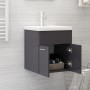 Mueble con lavabo madera de ingeniería gris brillante de vidaXL, Tocadores de baño - Ref: Foro24-3070819, Precio: 117,83 €, D...