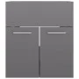 Mueble con lavabo madera de ingeniería gris brillante de vidaXL, Tocadores de baño - Ref: Foro24-3070819, Precio: 115,78 €, D...