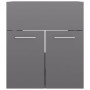Mueble con lavabo madera de ingeniería gris brillante de vidaXL, Tocadores de baño - Ref: Foro24-3070819, Precio: 117,83 €, D...