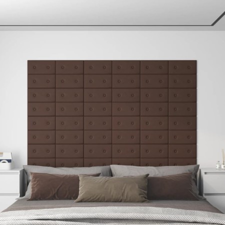 Paneles de pared 12 uds cuero sintético marrón 30x15 cm 0,54 m² de , Recubrimiento de paredes - Ref: Foro24-343973, Precio: 2...