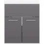 Mueble con lavabo madera de ingeniería gris brillante de vidaXL, Tocadores de baño - Ref: Foro24-3070819, Precio: 115,78 €, D...