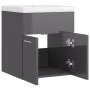 Mueble con lavabo madera de ingeniería gris brillante de vidaXL, Tocadores de baño - Ref: Foro24-3070819, Precio: 115,78 €, D...