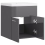 Mueble con lavabo madera de ingeniería gris brillante de vidaXL, Tocadores de baño - Ref: Foro24-3070819, Precio: 117,83 €, D...