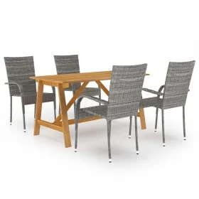 Juego de comedor para jardín 5 piezas gris de vidaXL, Conjuntos de jardín - Ref: Foro24-3068751, Precio: 328,37 €, Descuento: %