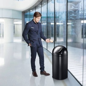 EKO Cubo de basura con tapa de empuje push 40 L negro mate de , Contenedores de residuos - Ref: Foro24-440061, Precio: 101,46...