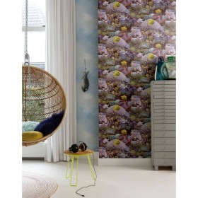 Noordwand Papel Good Vibes Coral and Tropical Fish amarillo morado de , Papel pintado - Ref: Foro24-440437, Precio: 19,78 €, ...