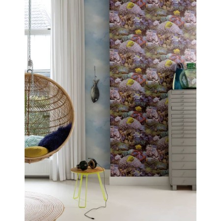Noordwand Papel Good Vibes Coral and Tropical Fish amarillo morado de , Papel pintado - Ref: Foro24-440437, Precio: 19,78 €, ...