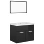 Conjunto de muebles de baño aglomerado negro brillante de vidaXL, Muebles de baño - Ref: Foro24-3070872, Precio: 149,35 €, De...