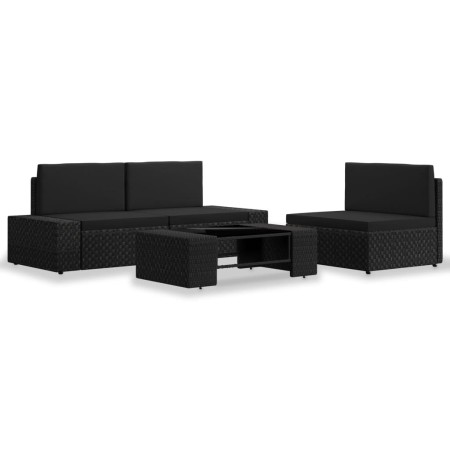 Juego de muebles de jardín 4 piezas ratán sintético negro de , Conjuntos de jardín - Ref: Foro24-3054577, Precio: 359,89 €, D...