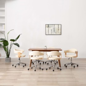 Sillas de comedor giratorias 6 unidades cuero sintético crema de , Sillas de comedor - Ref: Foro24-3054898, Precio: 838,02 €,...