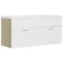 Mueble con lavabo aglomerado blanco y roble Sonoma de vidaXL, Tocadores de baño - Ref: Foro24-3070852, Precio: 275,94 €, Desc...