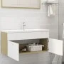 Mueble con lavabo aglomerado blanco y roble Sonoma de vidaXL, Tocadores de baño - Ref: Foro24-3070852, Precio: 275,94 €, Desc...