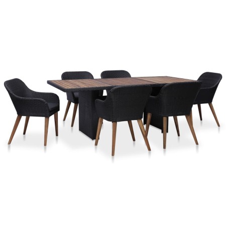 Juego de comedor de jardín 7 piezas ratán sintético negro de , Conjuntos de jardín - Ref: Foro24-3057812, Precio: 949,89 €, D...