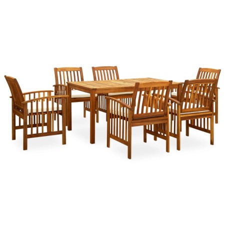 Set comedor de jardín 7 pzas y cojines madera maciza de acacia de , Conjuntos de jardín - Ref: Foro24-3058087, Precio: 712,50...