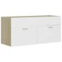 Mueble con lavabo aglomerado blanco y roble Sonoma de vidaXL, Tocadores de baño - Ref: Foro24-3070852, Precio: 275,94 €, Desc...