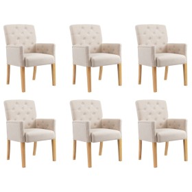 Sillas de comedor con reposabrazos 6 unidades de tela beige de , Sillas de comedor - Ref: Foro24-3058299, Precio: 1,00 €, Des...