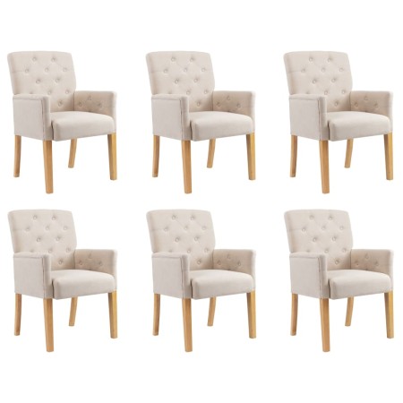 Sillas de comedor con reposabrazos 6 unidades de tela beige de , Sillas de comedor - Ref: Foro24-3058299, Precio: 1,00 €, Des...