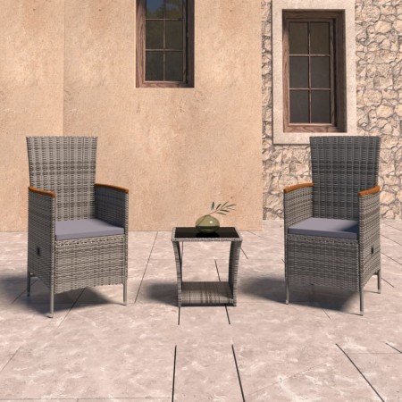 Set de muebles de jardín 3 pzas y cojines ratán sintético gris de , Conjuntos de jardín - Ref: Foro24-3059364, Precio: 331,46...