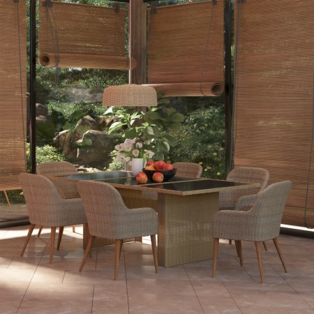 Juego de comedor para jardín 7 piezas ratán sintético marrón de , Conjuntos de jardín - Ref: Foro24-3059483, Precio: 923,24 €...