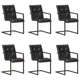 Sillas voladizas de comedor 6 unidades cuero auténtico negro de , Sillas de comedor - Ref: Foro24-3059820, Precio: 926,69 €, ...
